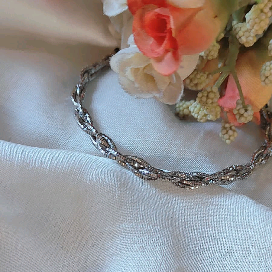 Braided Rhodium Pleted Bracelet 